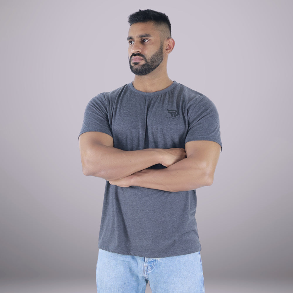 Breathable Charcoal T-Shirt with Logo