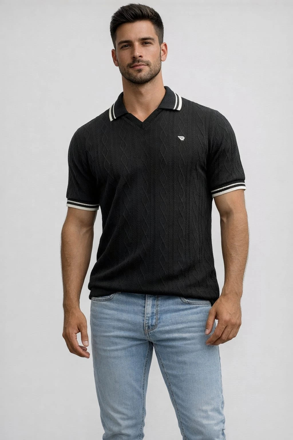 Black Premium Knitted Polo