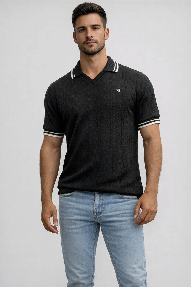 Black Premium Knitted Polo