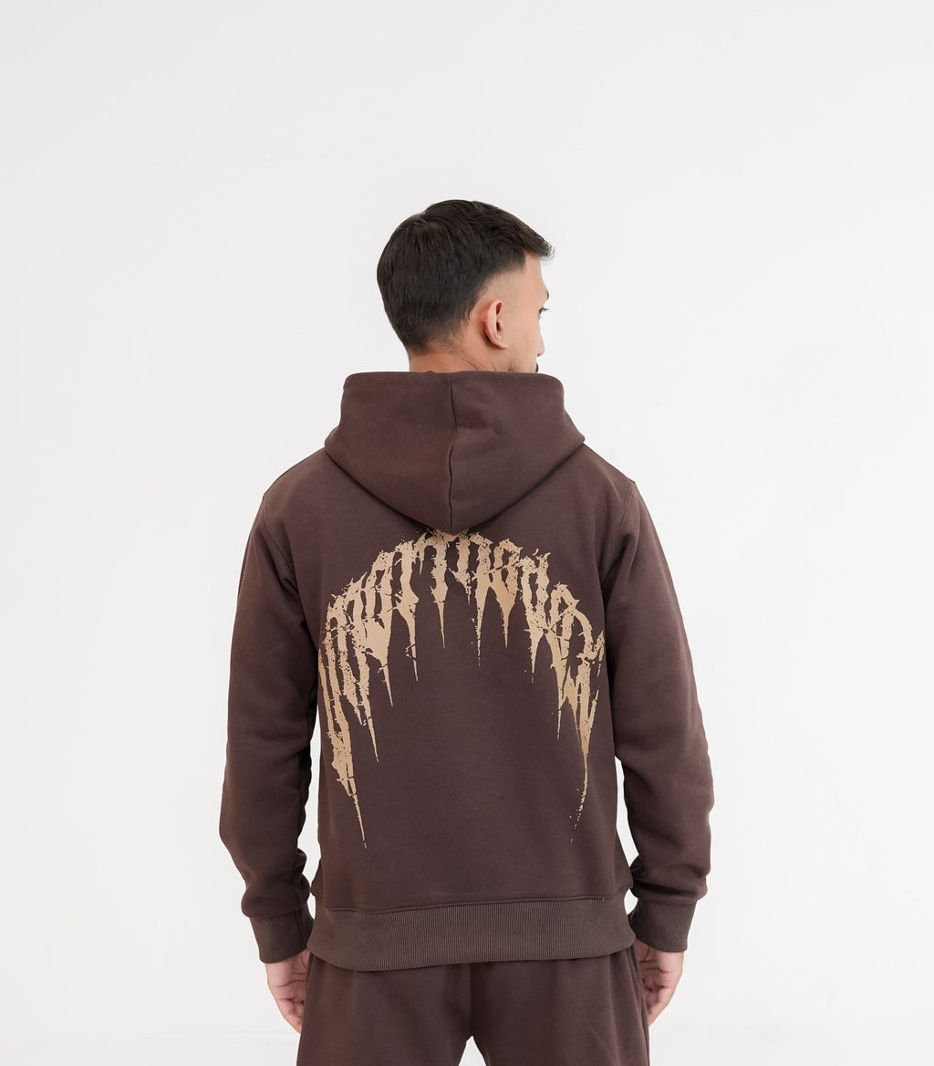 Dragon Printed Hoodie - Brown