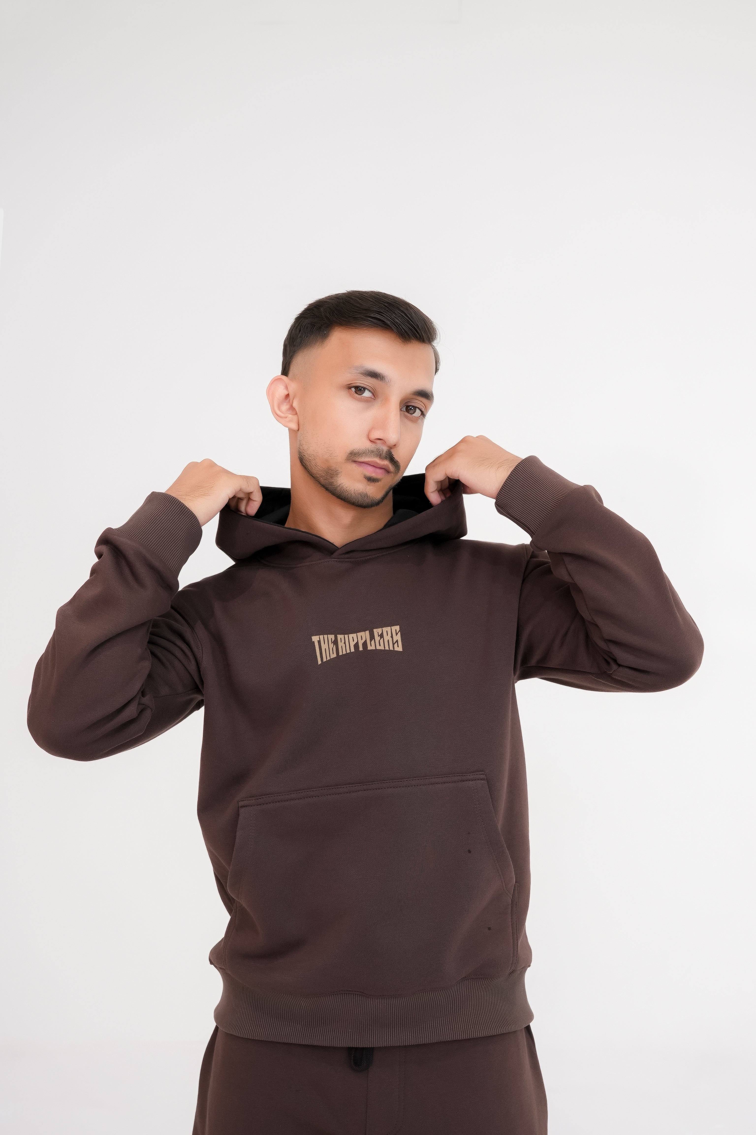 Dragon Printed Hoodie - Brown