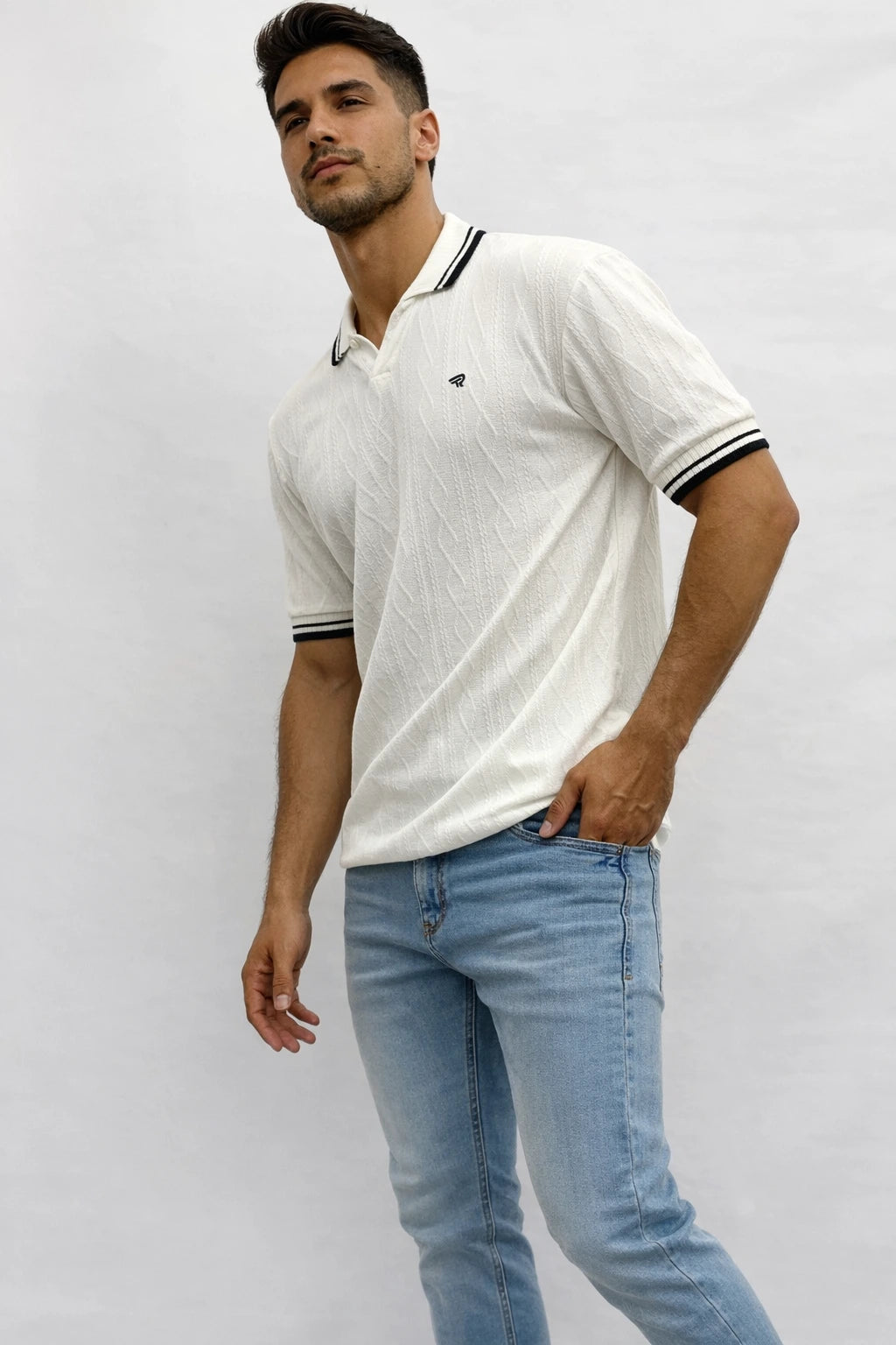 Off white Premium Knitted Polo